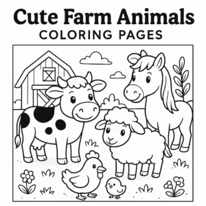 Cute Farm Animals Coloring Pages
